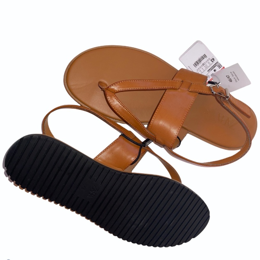 Zara Chestnut Cross Strap Sandals - Picture 11 of 12